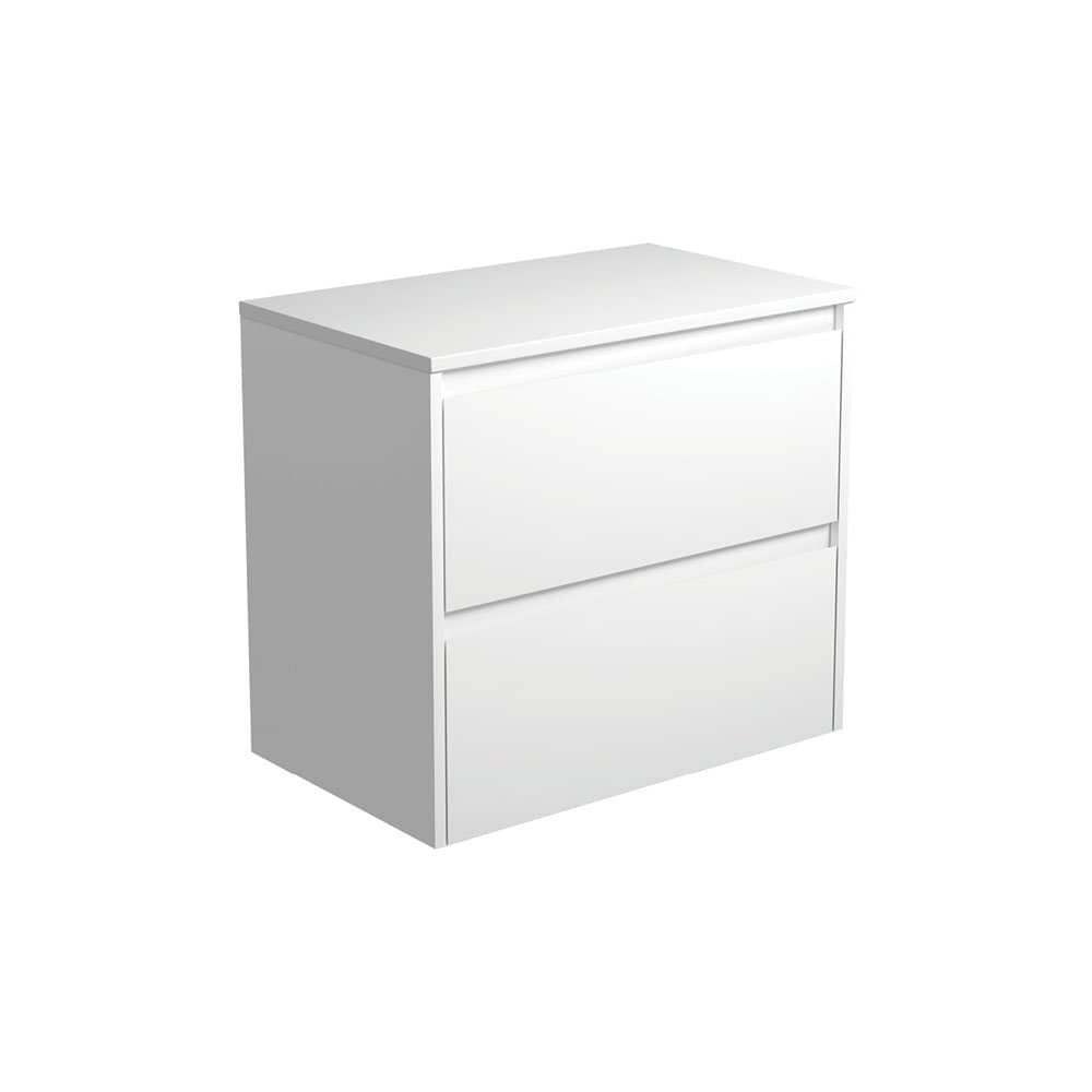 FIENZA 75BW AMATO WALL HUNG VANITY 750 SATIN WHITE WITH SATIN WHITE PANELS