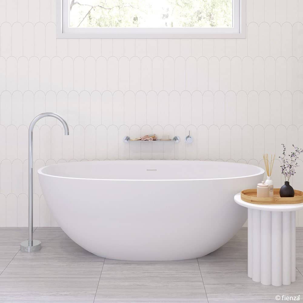 FIENZA ST28 SASSO FREESTANDING STONE BATH 1500/1650 MATTE WHITE