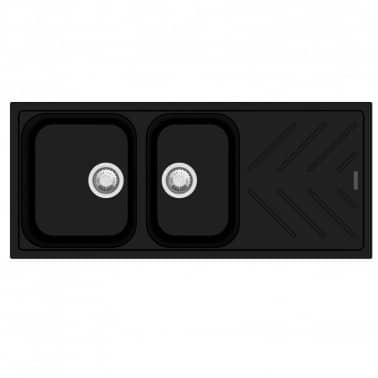 1160x500x200mm black granite quartz stone 1 and 3 4 kitchen sink double bowls drainboard topmount 5da8d197ecf6c