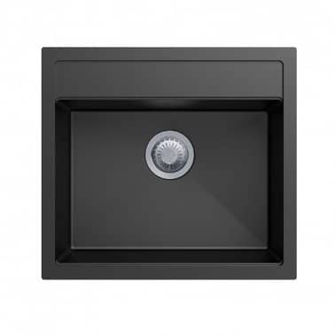 560 x 510 x 200mm carysil black single bowl granite top flush under mount kitchen laundry sink 5da8d0149348e