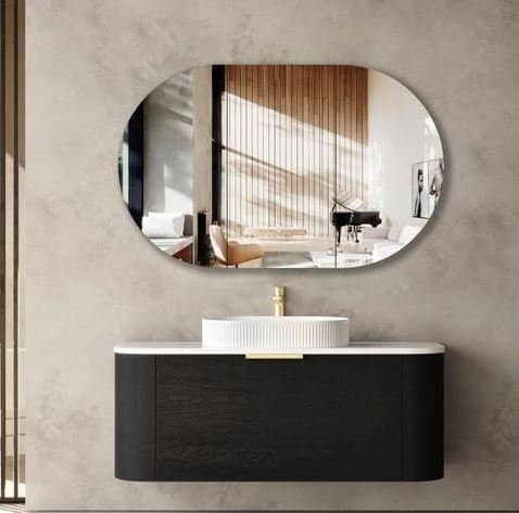 INSPIRE BO1200B BONDI CURVE WALL HUNG VANITY 1200 CABINET ONLY BLACK OAK