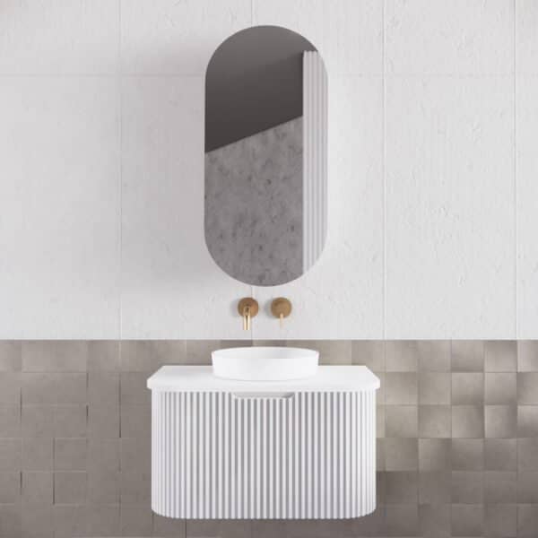 ABS RIVA WH750-MW BERGEN CURVE FLUTED WALL HUNG VANITY 750MM MATTE WHITE