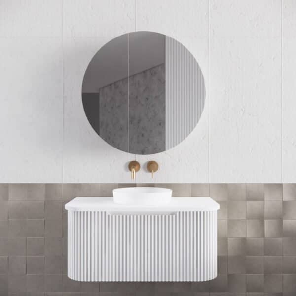 ABS RIVA WH900-MW BERGEN CURVE FLUTED WALL HUNG VANITY 900MM MATTE WHITE