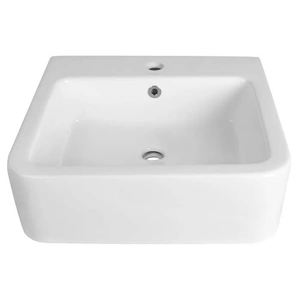 INSPIRE IS6047 SQUARE SEMI RECESSED BASIN WITH TAP HOLE WHITE