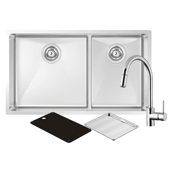 ABEY MOA420DT4 MONTEGO ONE AND THREE QUARTER BOWL SINK WITH SK5-AV KITCHEN MIXER CHROME