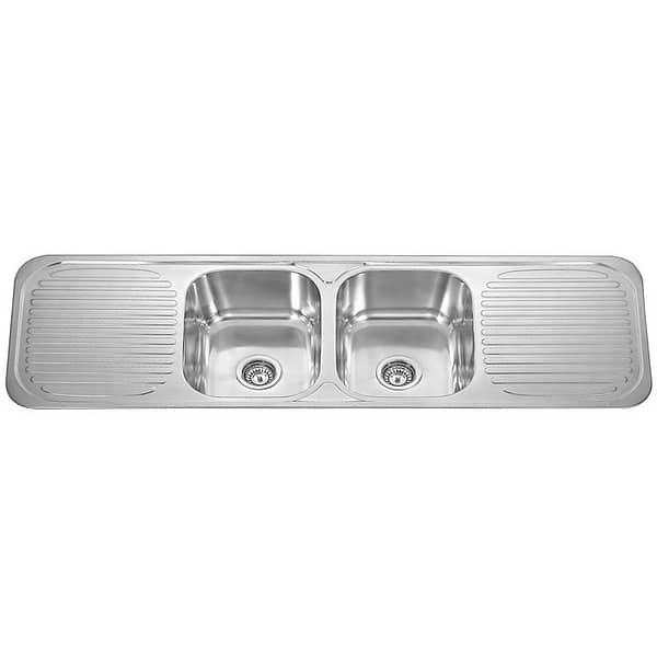 BADUNDKUCHE BK138 TRADITIONELL DOUBLE BOWL SINK WITH DOUBLE DRAINER STAINLESS STEEL