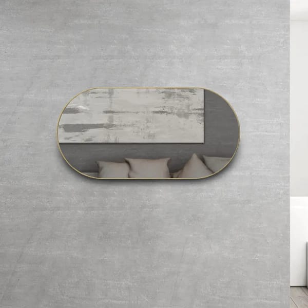 INSPIRE MFMO1260G OVAL METAL FRAMED MIRROR NOOSA 1200 BRUSHED GOLD