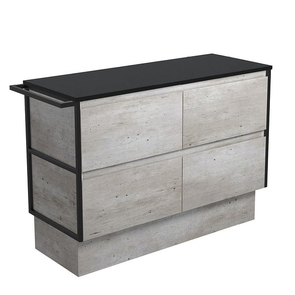 FIENZA 120BXFTK AMATO CABINET ON KICKBOARD 1200 INDUSTRIAL WITH MATTE BLACK FRAME AND TOWEL RAIL