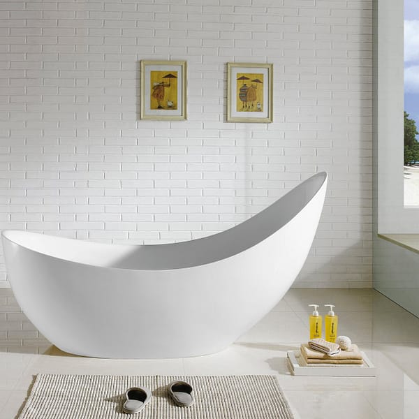 POSEIDON POSH FREE STANDING BATHTUB WITH OVERFLOW GLOSS WHITE