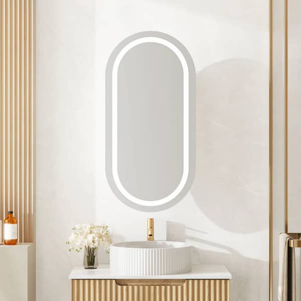 UNICASA AT-4590O-MW ATHENA OVAL LED WALL HUNG SINGLE DOOR SHAVING CABINET 450x900MM MATTE WHITE