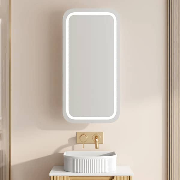 UNICASA AT-4590SQ-MW ATHENA SQUARE LED WALL HUNG SINGLE DOOR SHAVING CABINET 450x900MM MATTE WHITE