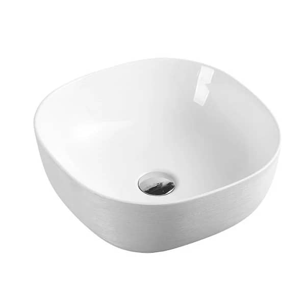 UNICASA CH-44-TW CHUR ABOVE COUNTER ROUND EDGED SQUARE BASIN TOUCHLINE WHITE